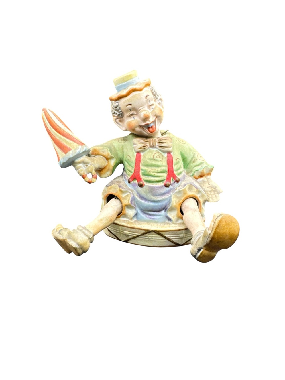 Vintage Art Deco Ardalt Japan Porcelain Bobble Head Clown Figurine Moving Limbs